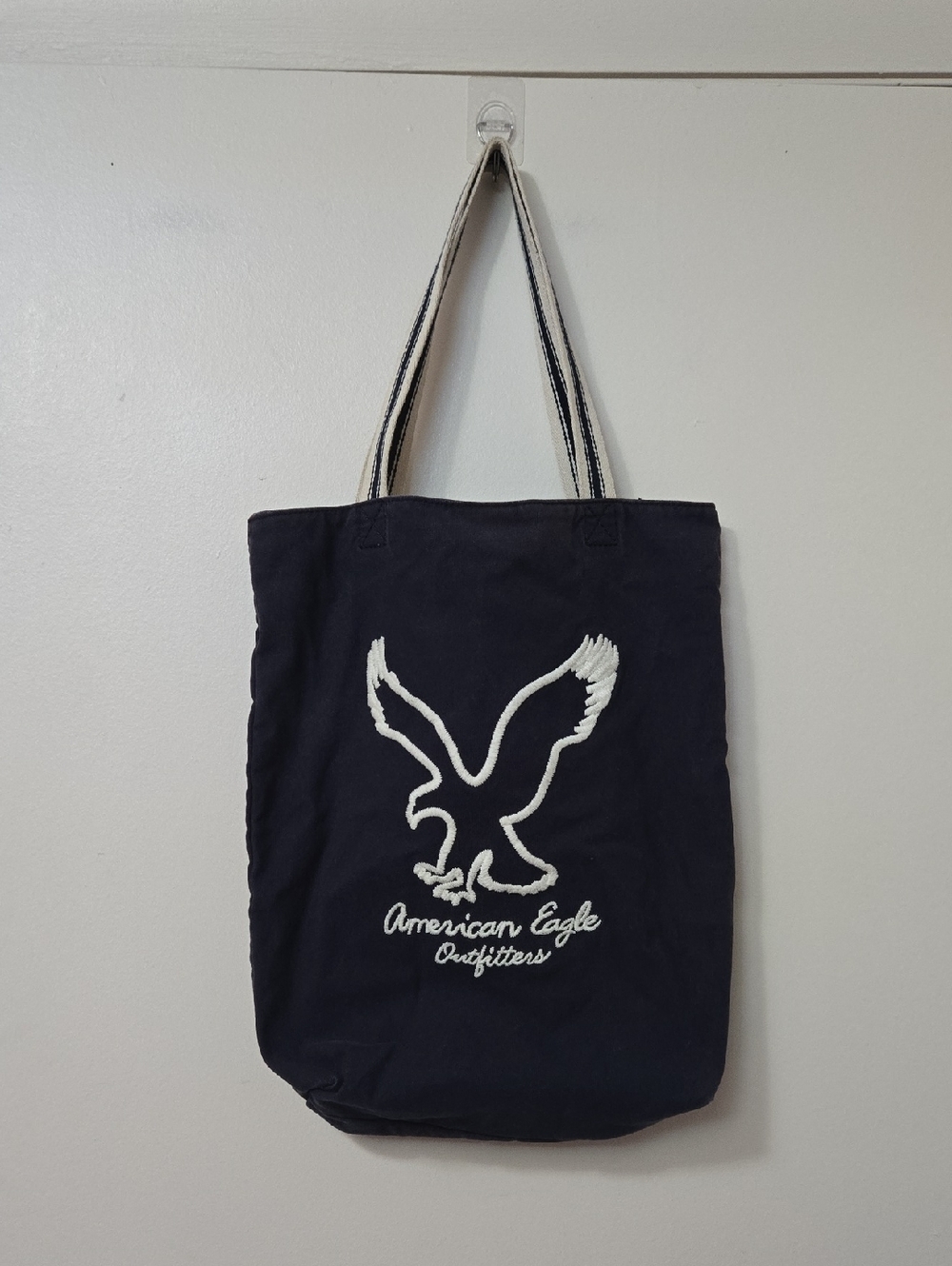 Vintage y2k American Eagle Outfitters Navy Blue Canvas Tote Bag Oversized Large